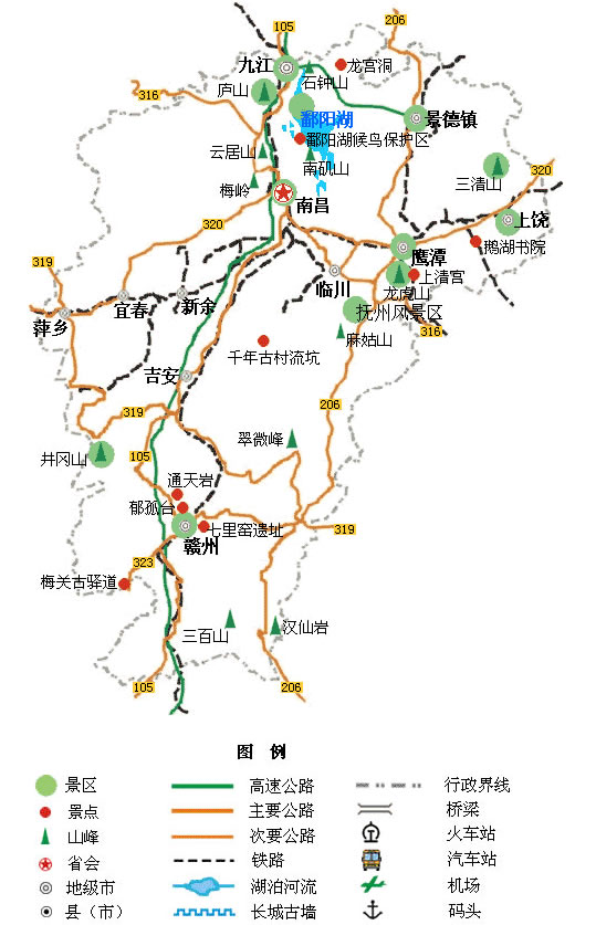 江西旅游景点地图